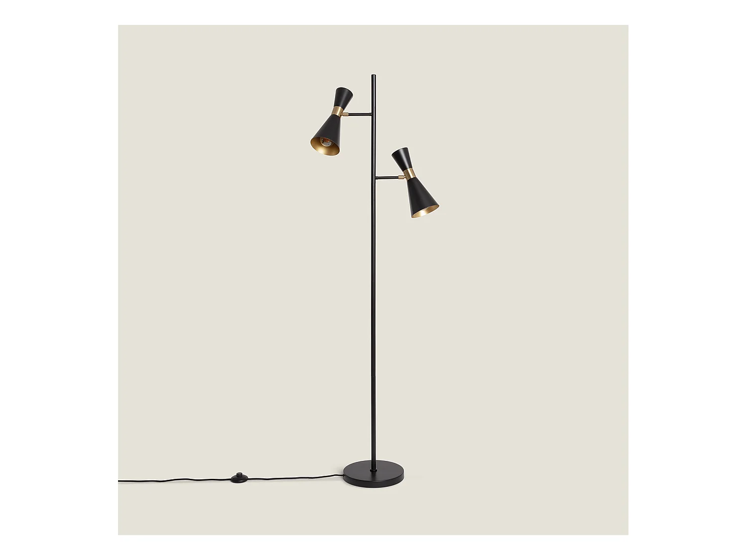 Lampada da Terra Metallo 2 Faretti Jigger Nero - Oro