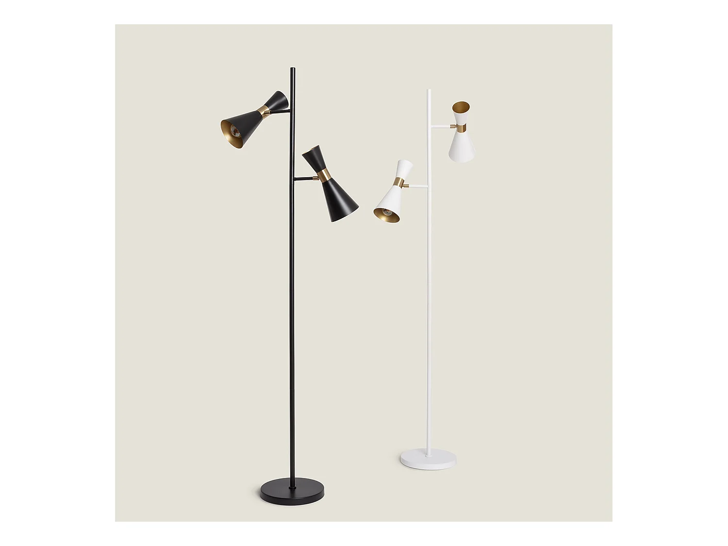 Lampadaire Métal 2 Spots Jigger Noir- Doré