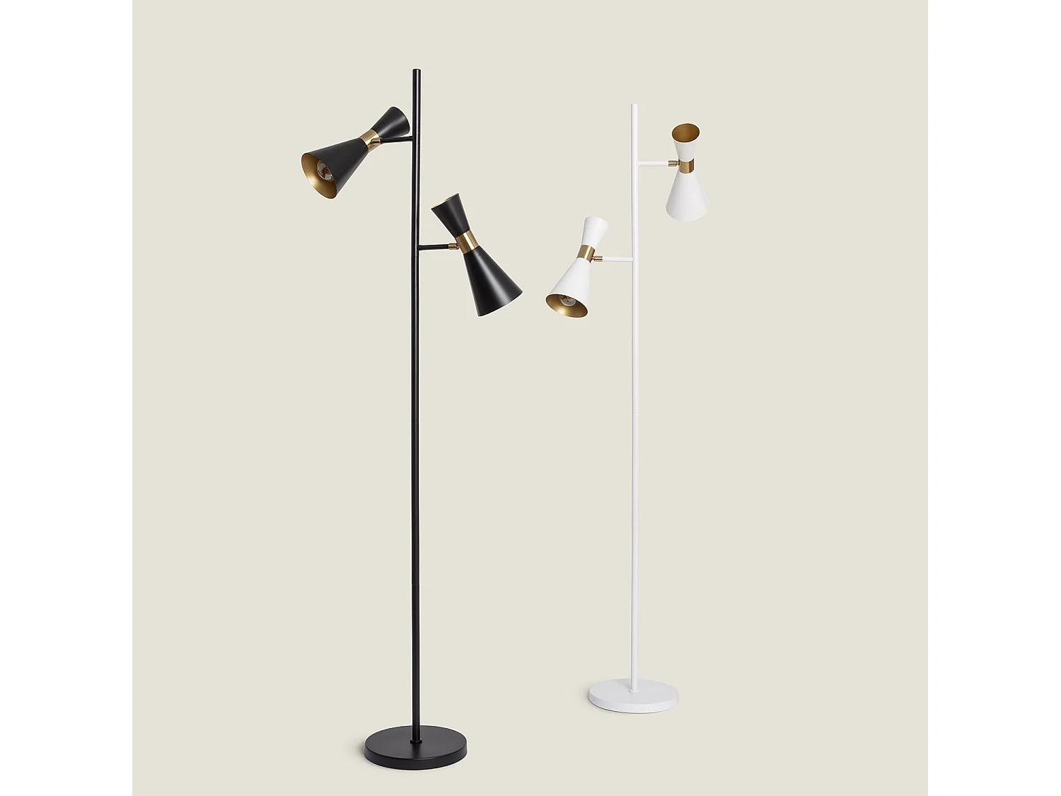 Lampadaire Métal 2 Spots Jigger Noir- Doré