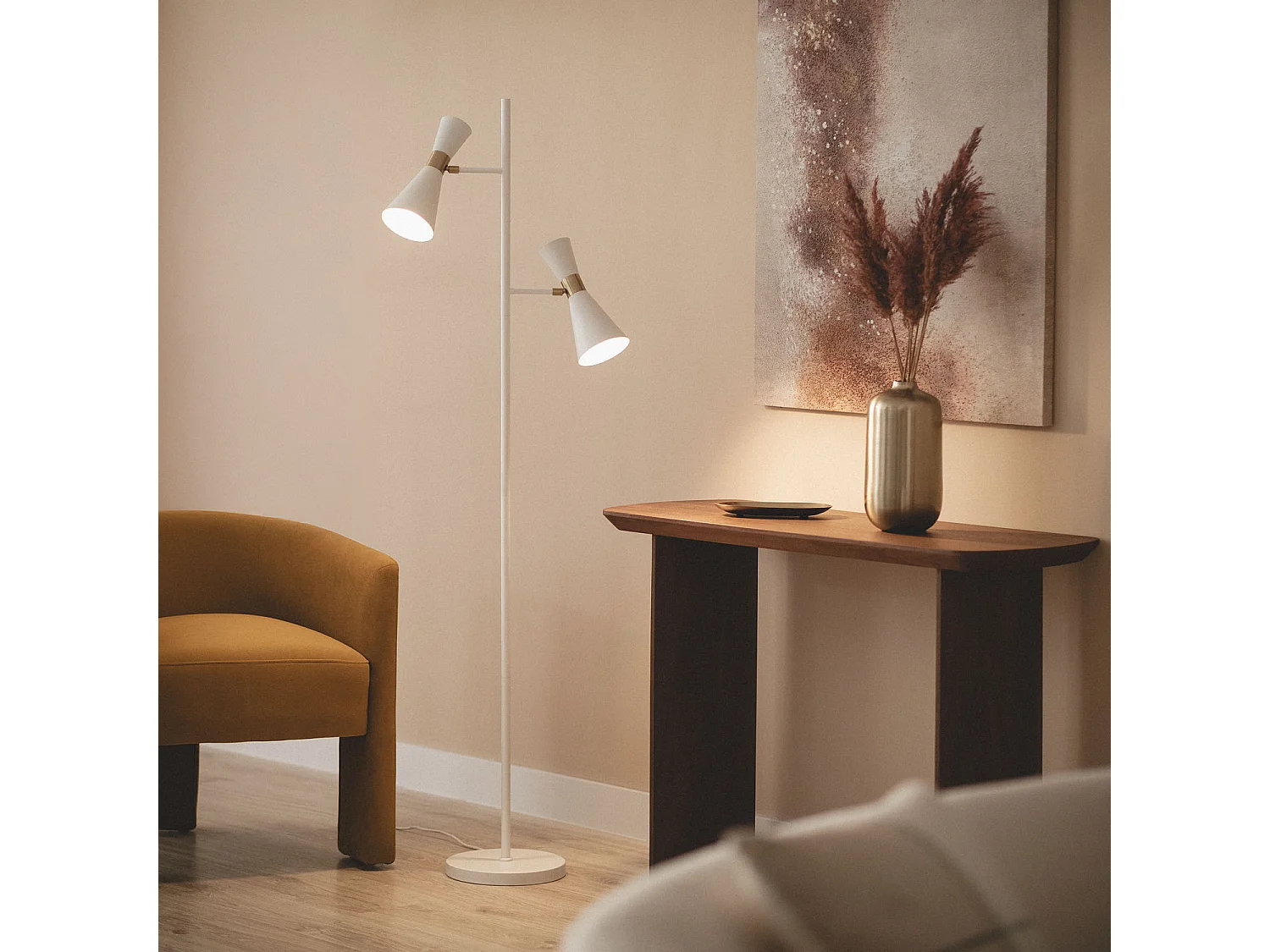 Lampadaire Métal 2 Spots Jigger Noir- Doré