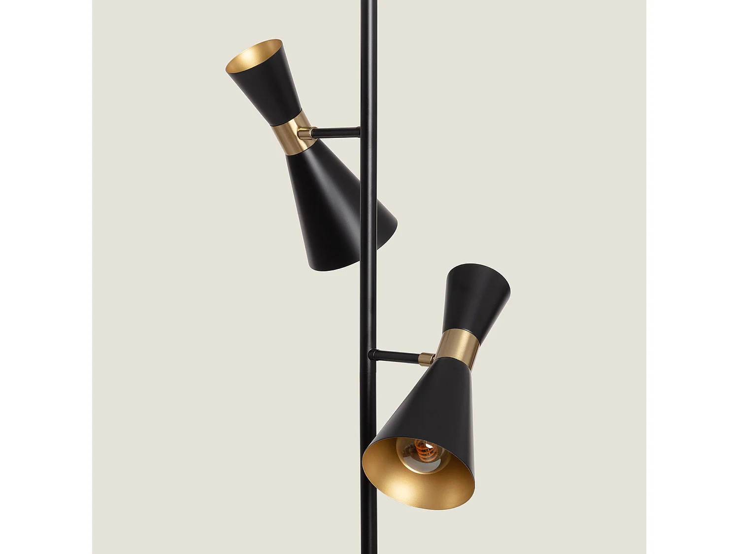 Lampadaire Métal 2 Spots Jigger Noir- Doré