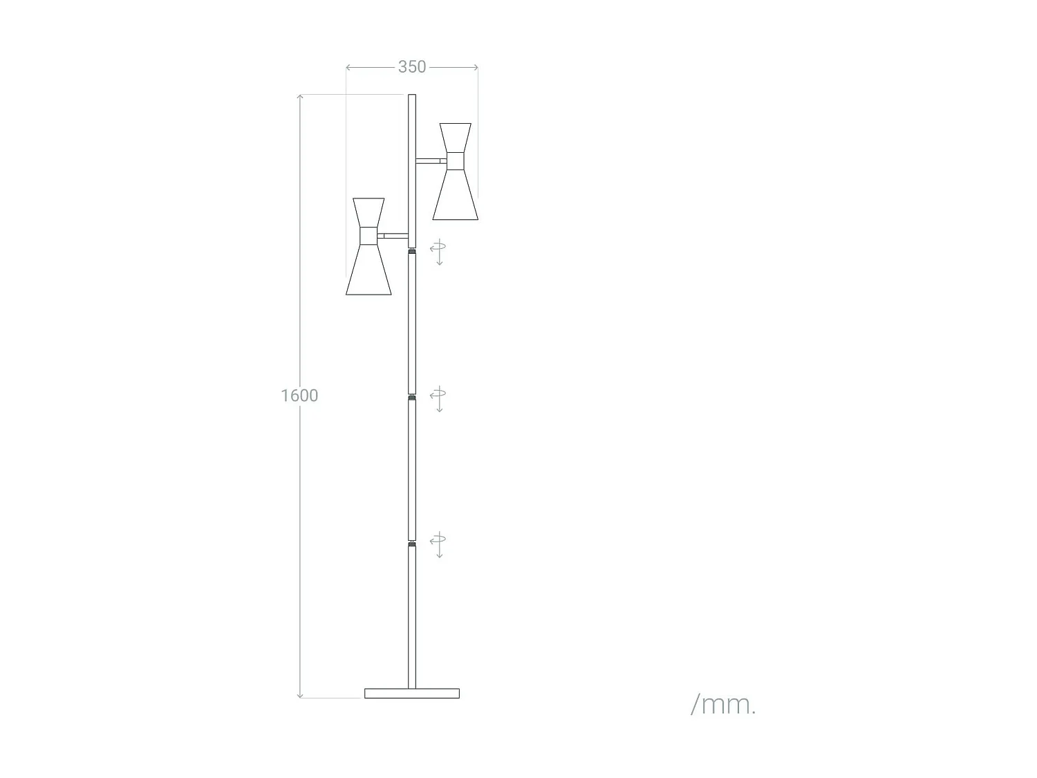 Lampadaire Métal 2 Spots Jigger Noir- Doré