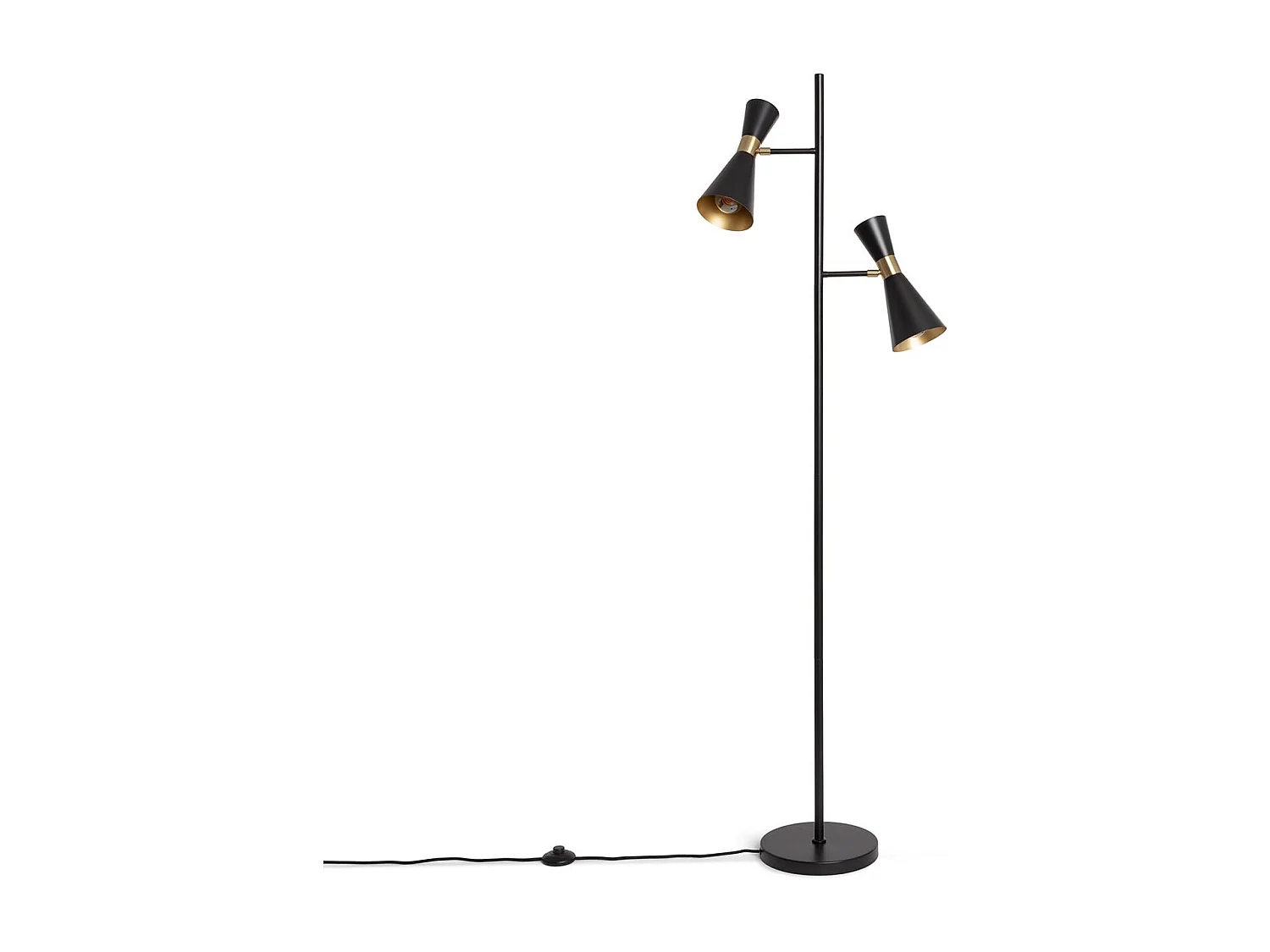 Lampadaire Métal 2 Spots Jigger Noir- Doré