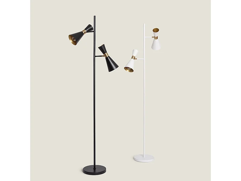 Lampadaire Métal 2 Spots Jigger Noir- Doré