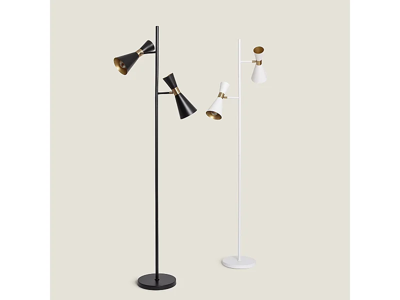 Lampada da Terra Metallo 2 Faretti Jigger Nero / Oro