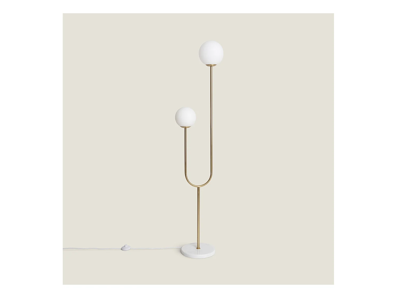 Lampadaire Métal et Verre Moonlight Brass 2 Spots Doré