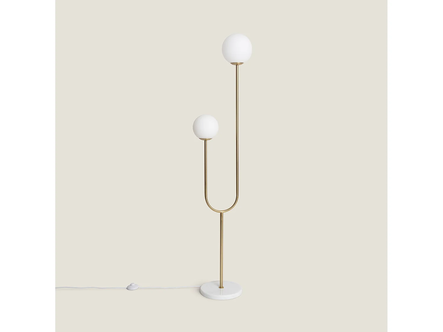 Lampadaire Métal et Verre Moonlight Brass 2 Spots Doré