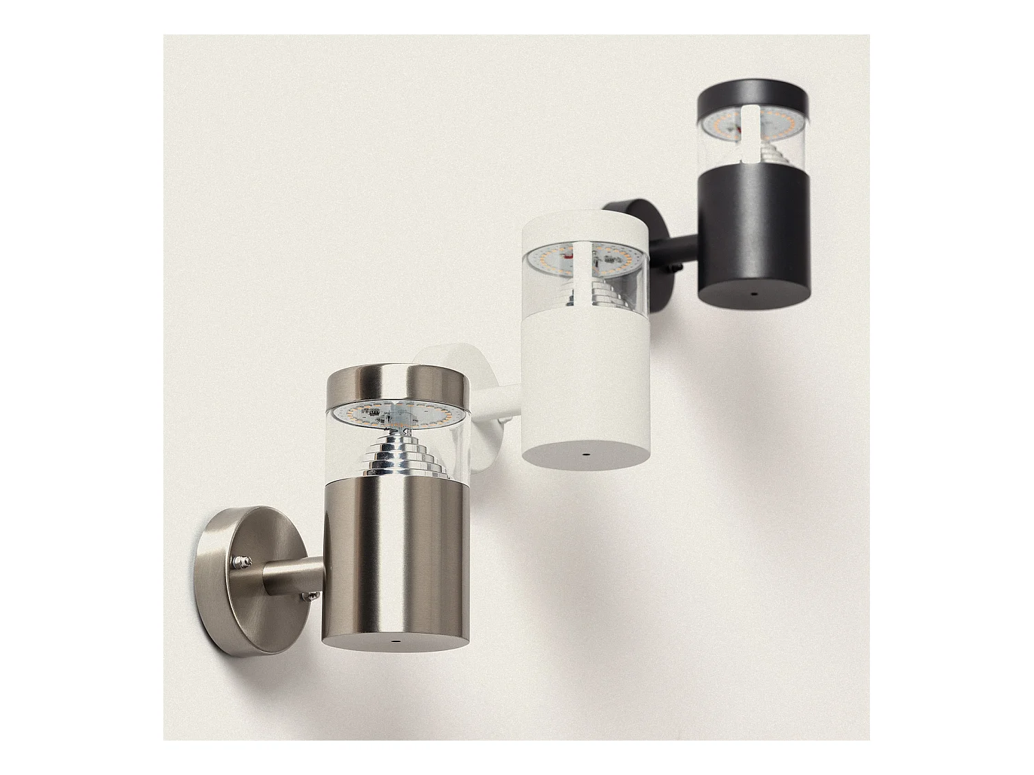 Lampada da Parete per Esterni LED 5W Acciaio Inossidabile Inti Nera 3000K Bianco Caldo