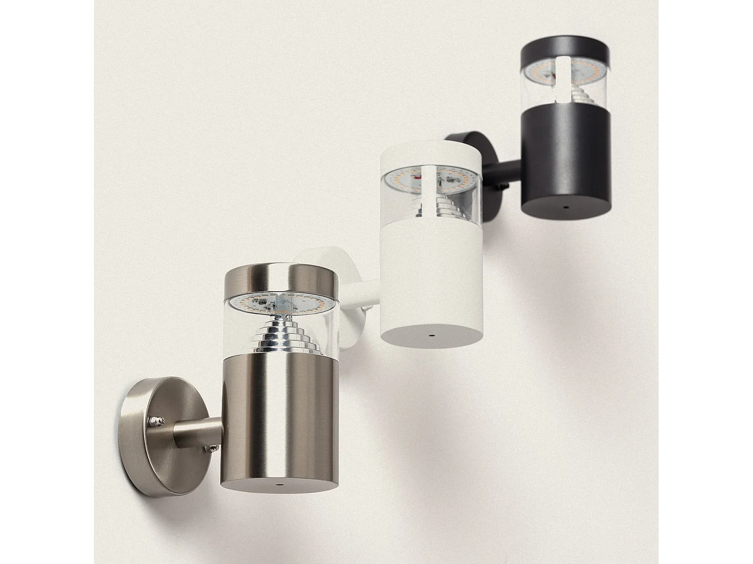 Lampada da Parete per Esterni LED 5W Acciaio Inossidabile Inti Nera 3000K Bianco Caldo