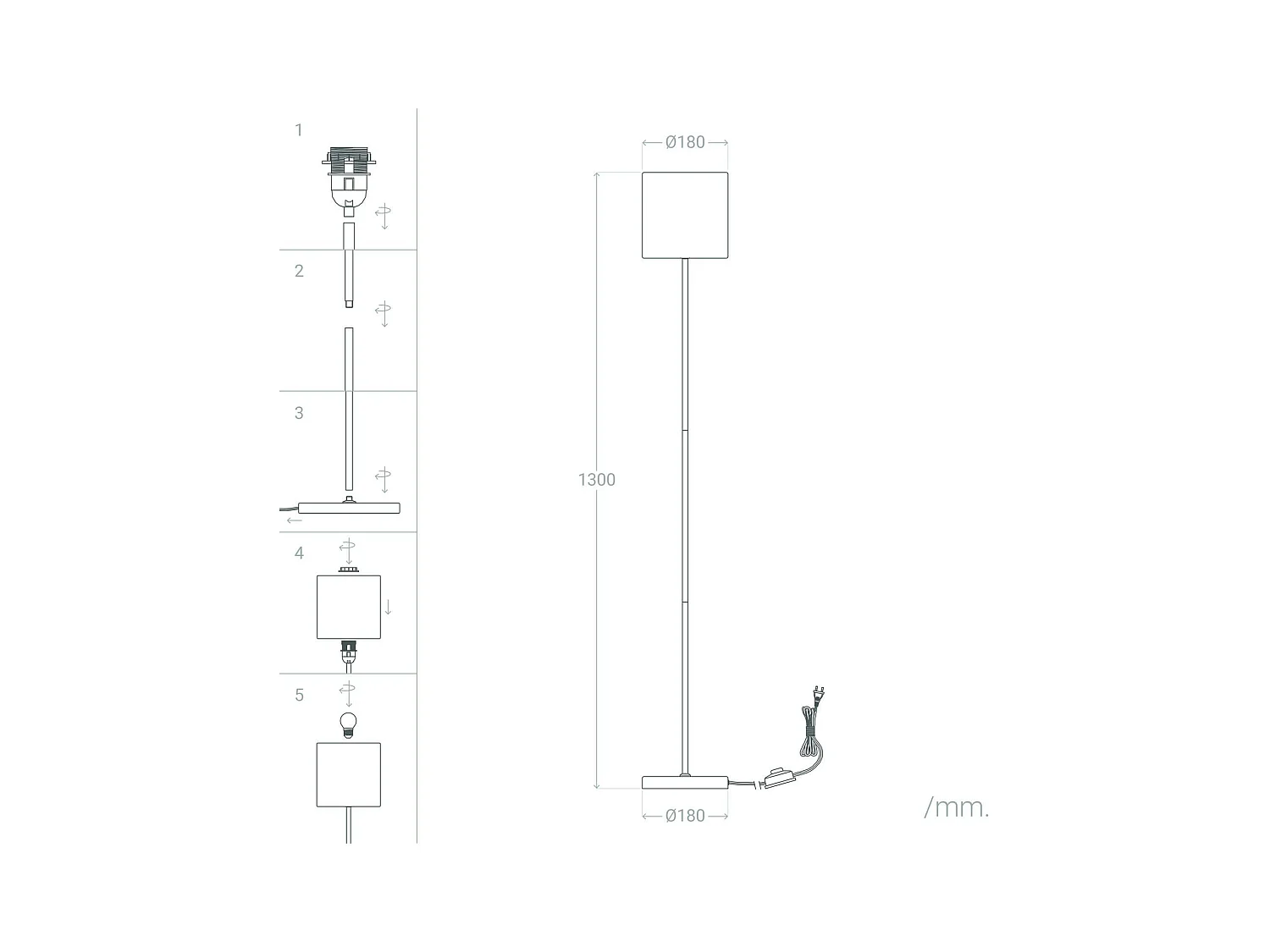 Lámpara de Pie de Metal y Tela Pangiri Blanco
