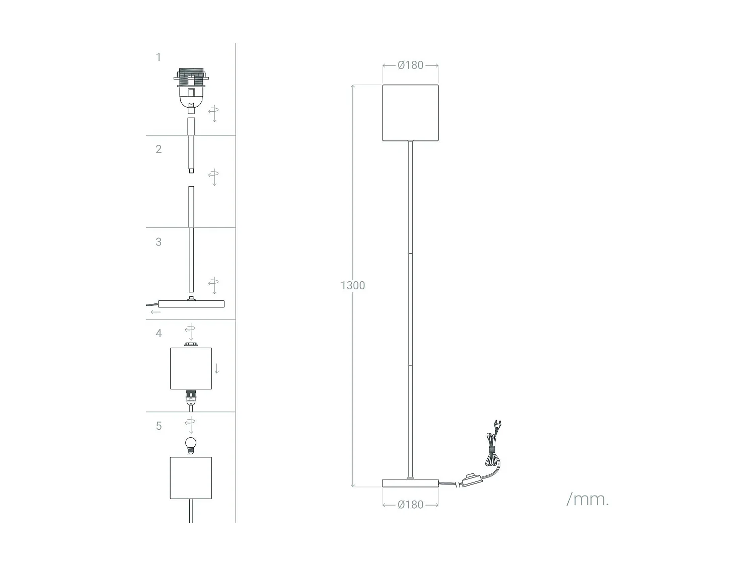 Lampadaire Métal et Tissu Pangiri  Blanc