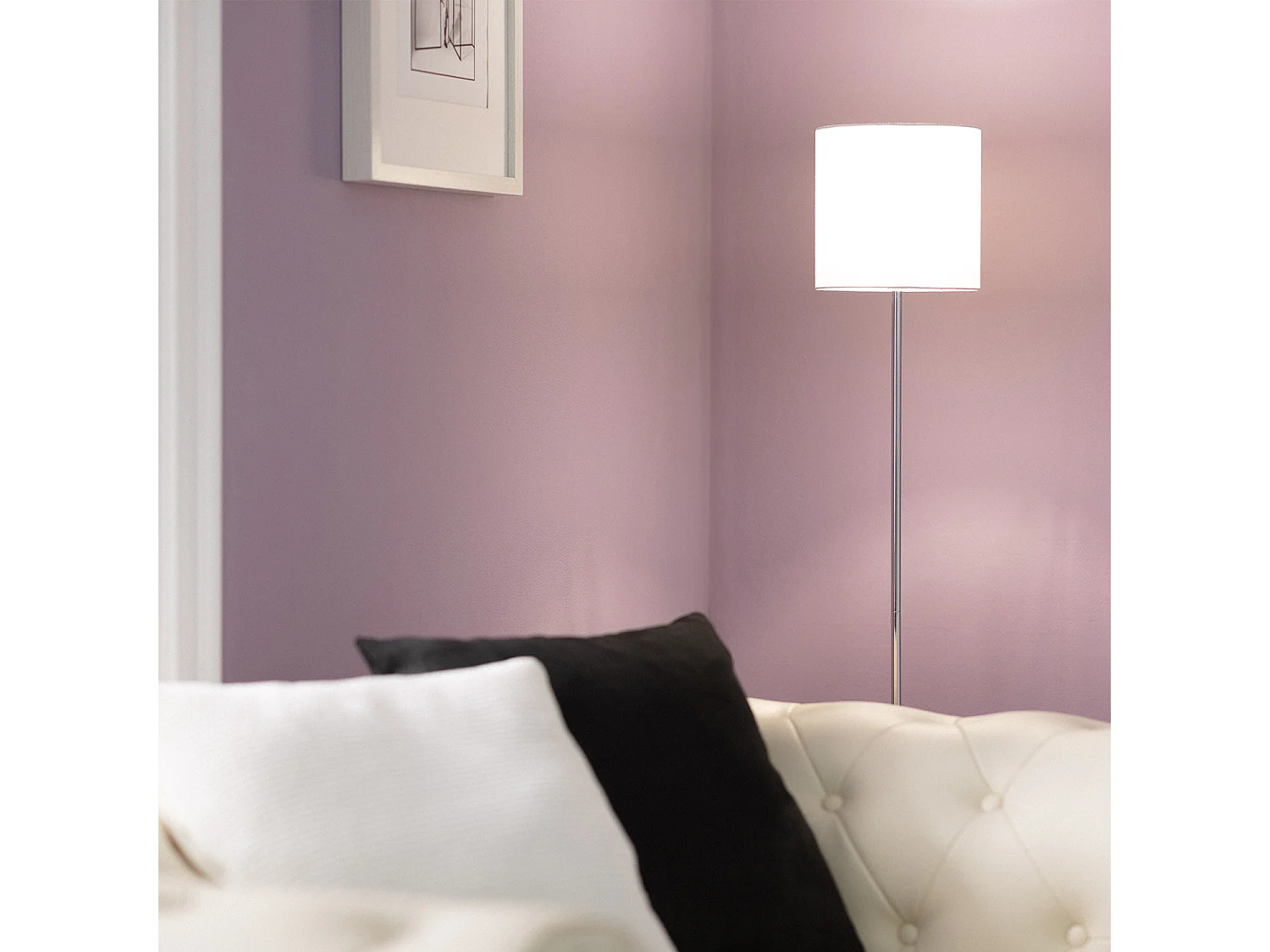 Lampadaire Métal et Tissu Pangiri  Blanc