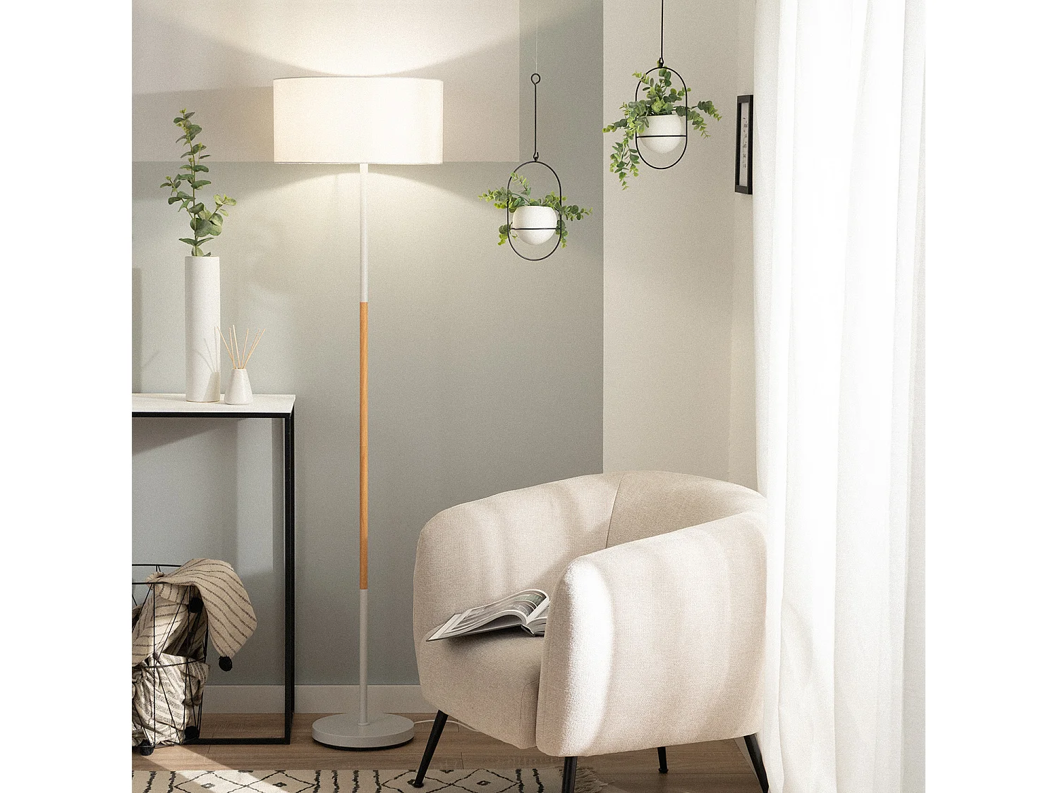 Lampadaire Métal Silinda WiFi avec Variateur Blanc