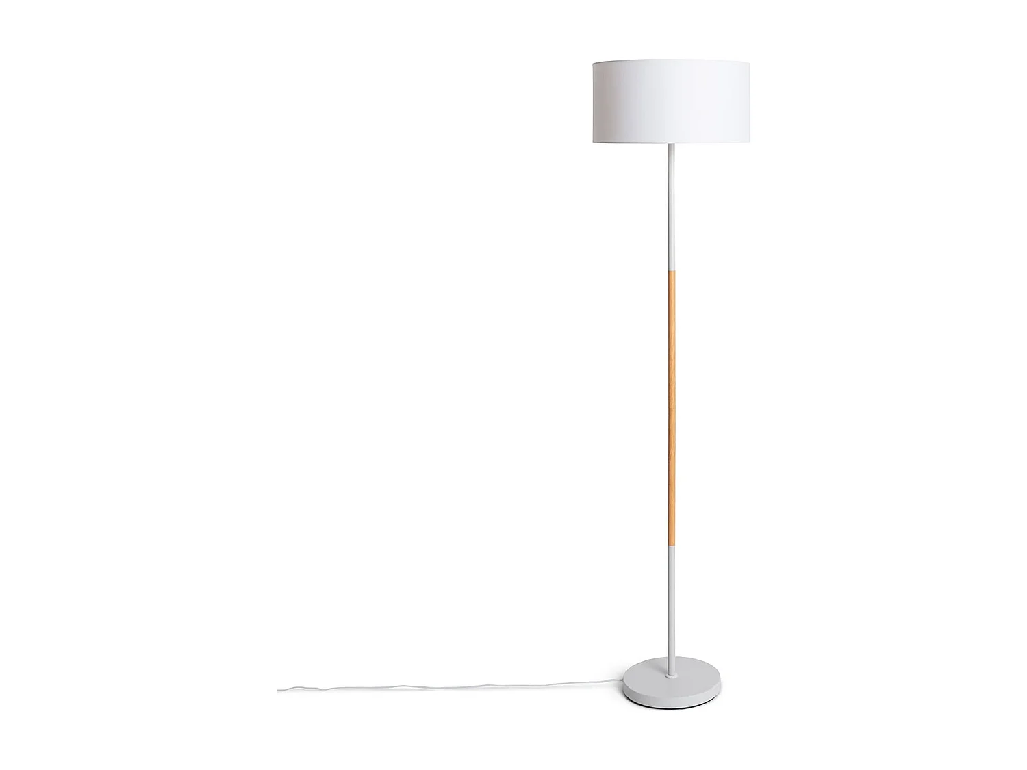 Lámpara de Pie de Metal y Madera Wifi con Regulador Silinda Blanco