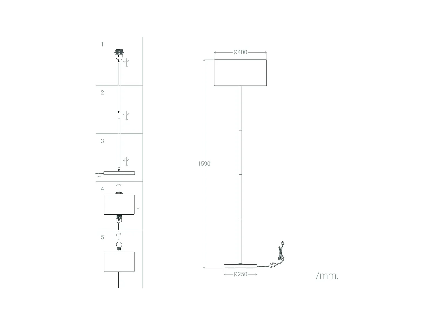 Lámpara de Pie Silinda Gris