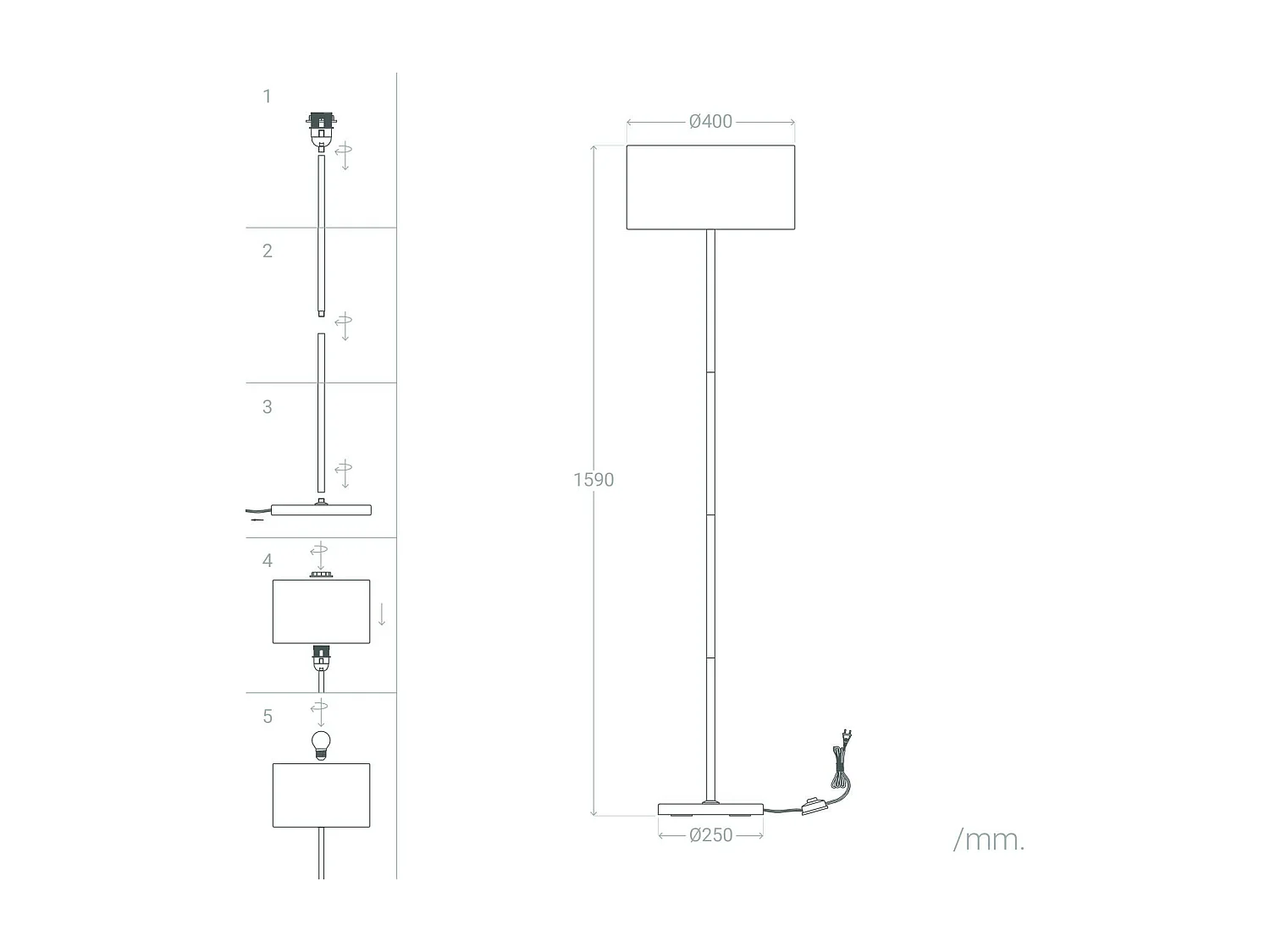 Lámpara de Pie Silinda Gris