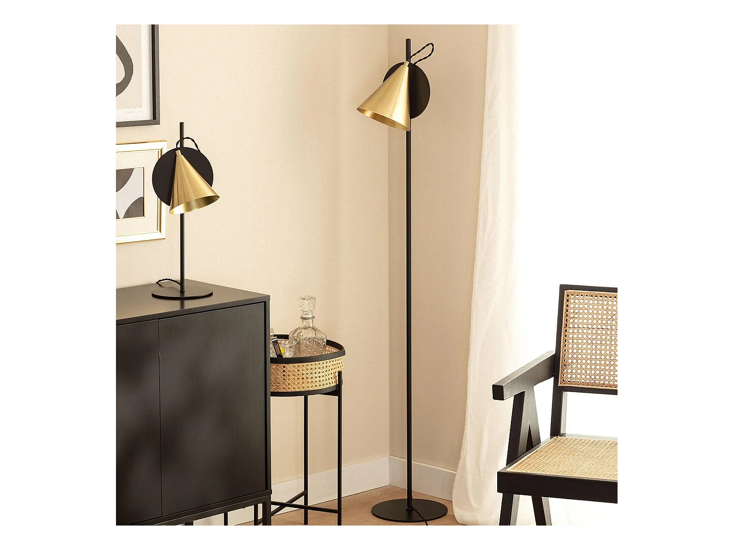 Lampada da Tera in Metallo Liceo Nero - Oro