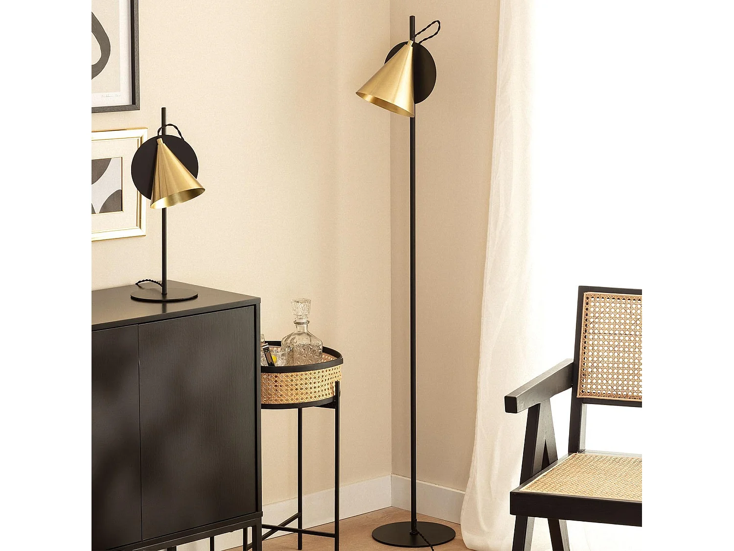 Lampada da Tera in Metallo Liceo Nero - Oro