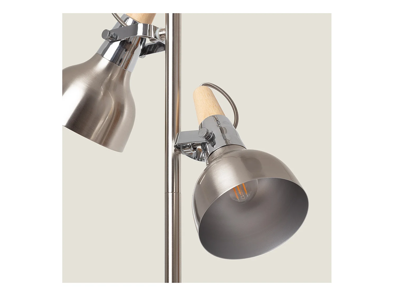 Lámpara de Pie de Metal 3 Focos Plata Emer Plateado