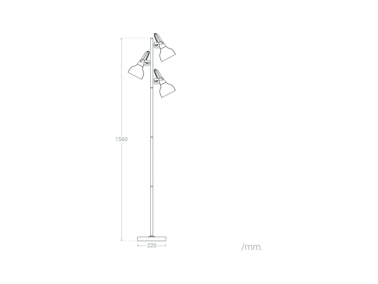 Lámpara de Pie de Metal 3 Focos Plata Emer Plateado