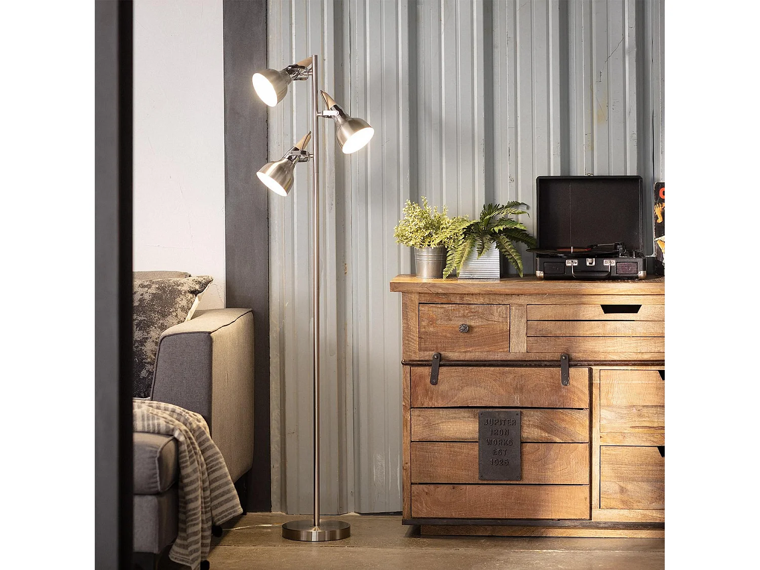 Lampadaire Emer Métal 3 Spots Argenté Argenté