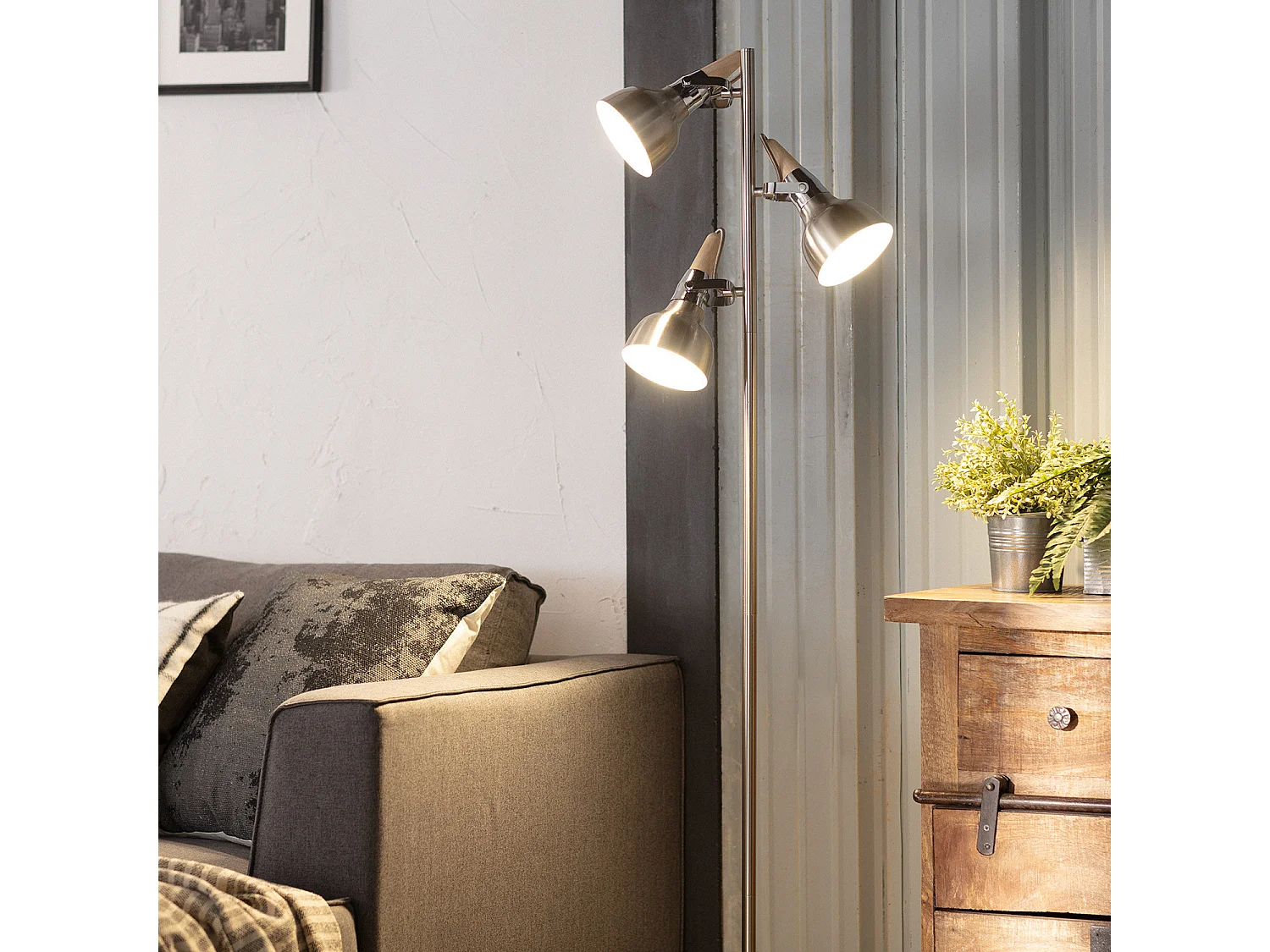 Lampadaire Emer Métal 3 Spots Argenté Argenté