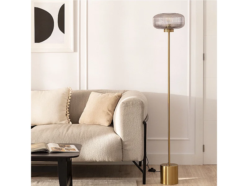 Lampada da Terra Metallo e Vetro Windsor Oro