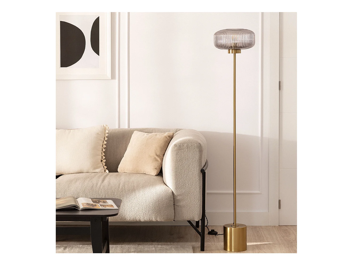 Lampada da Terra Metallo e Vetro Windsor Oro