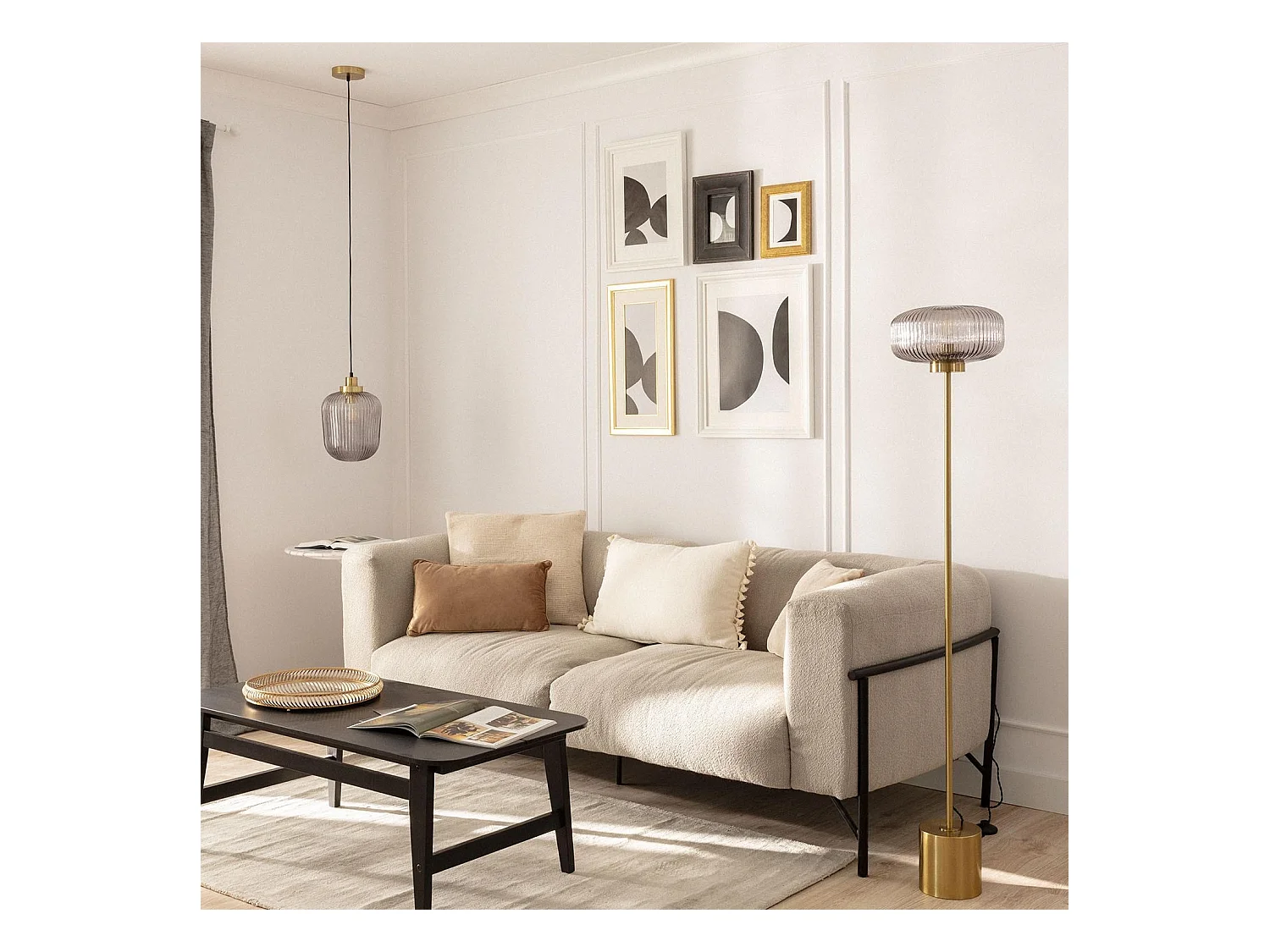 Lampada da Terra Metallo e Vetro Windsor Oro