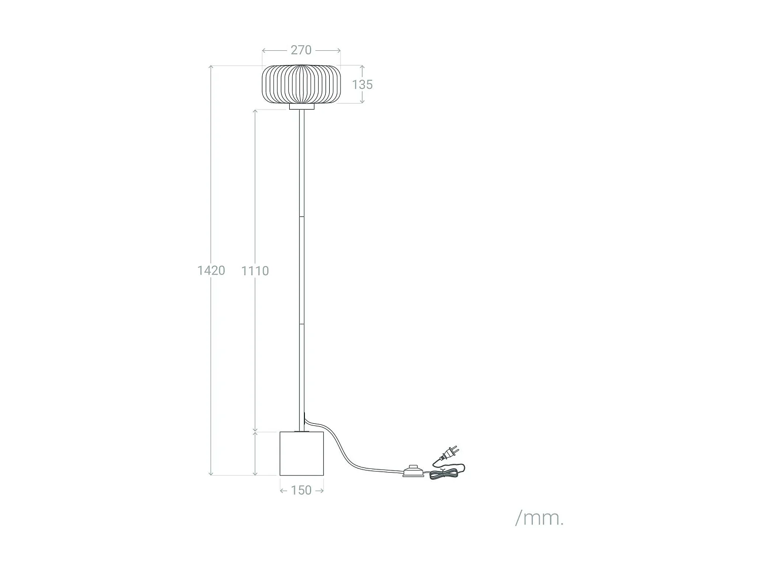 Lampadaire Métal et Verre Windsor  Doré