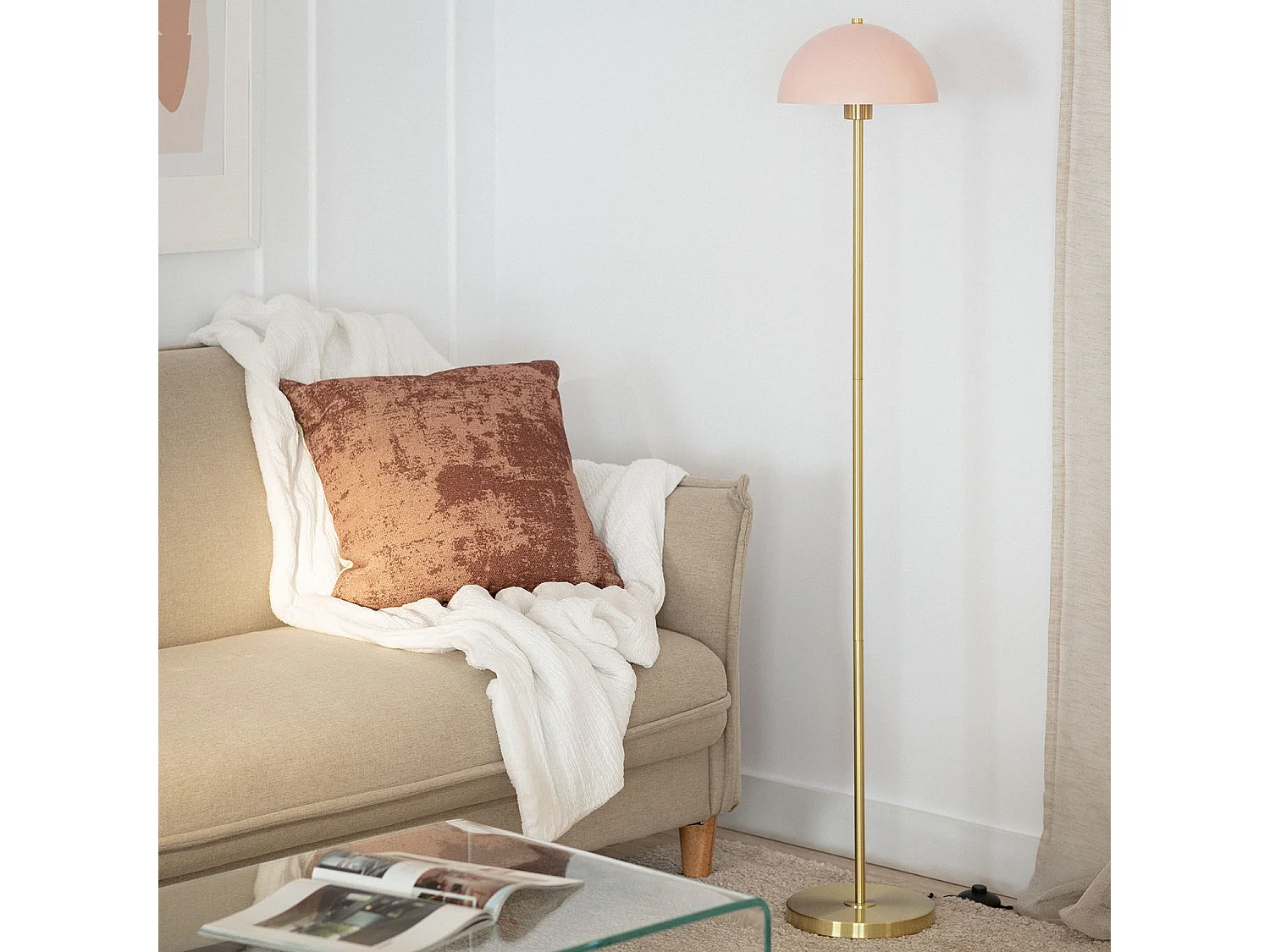 Lampadaire Métal et Verre Shelley Madow Rose pastel