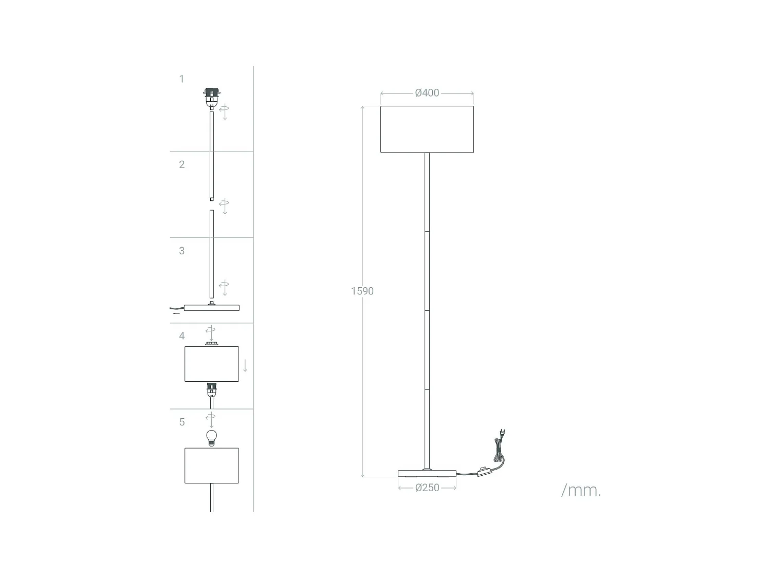 Lampada da Terra Silinda Bianco