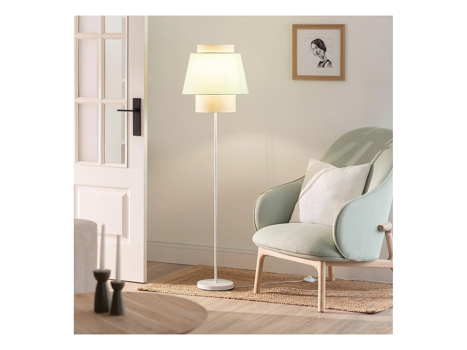 Lámpara de Pie Tela Chulu Verde