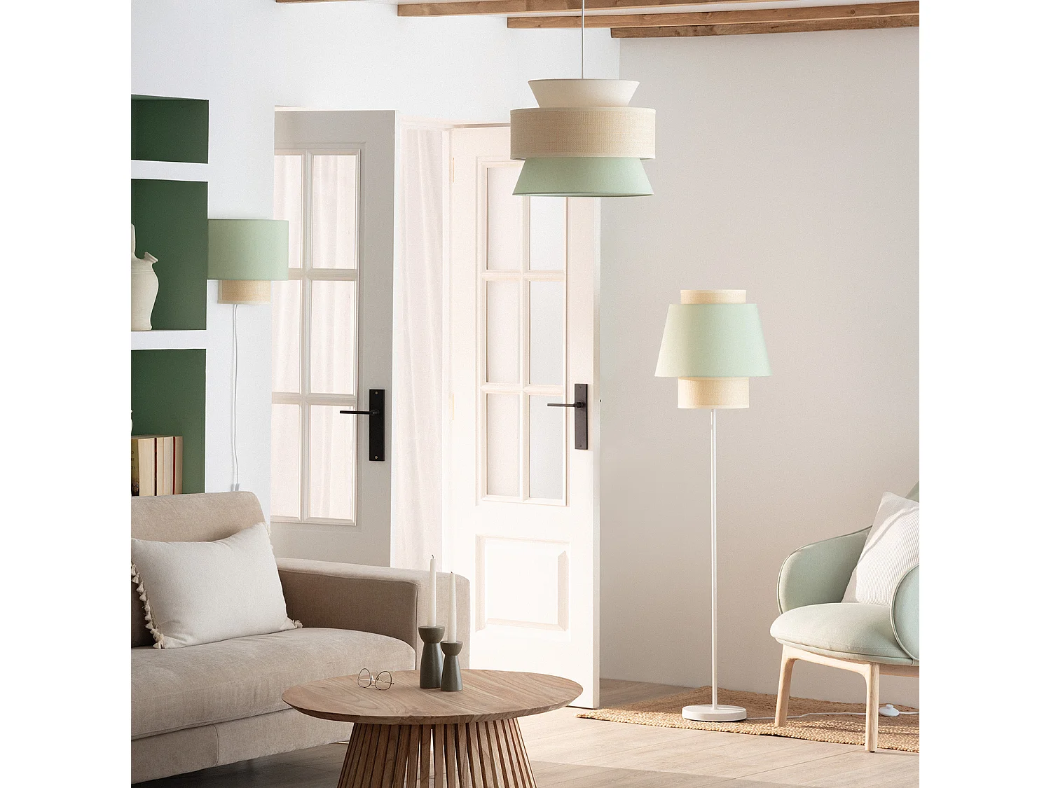 Lampadaire Textile Chulu Vert