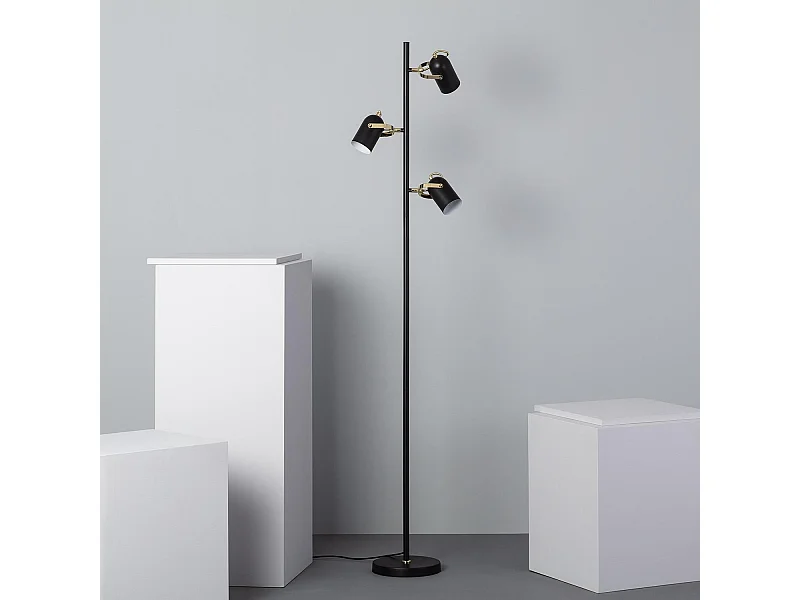 Lampada da Terra 3 Faretti Cano Nero