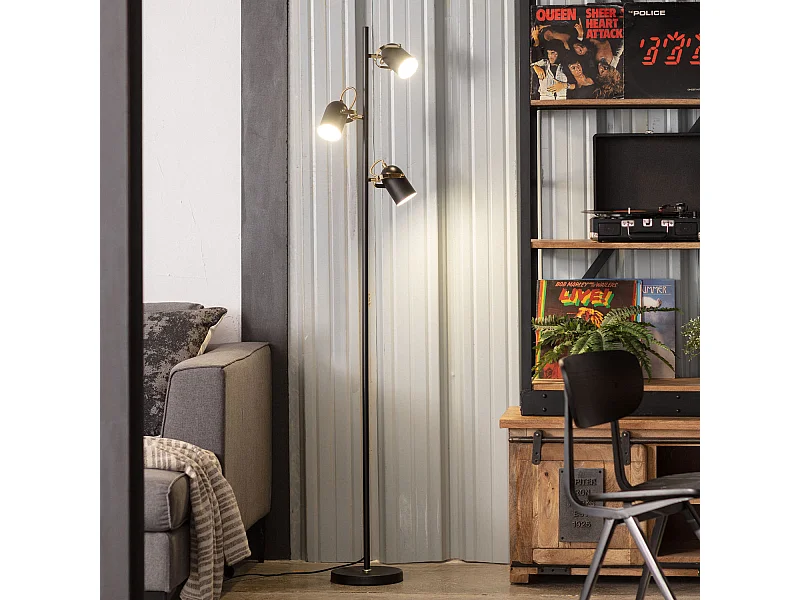 Lampadaire Cano 3 Spots  Noir