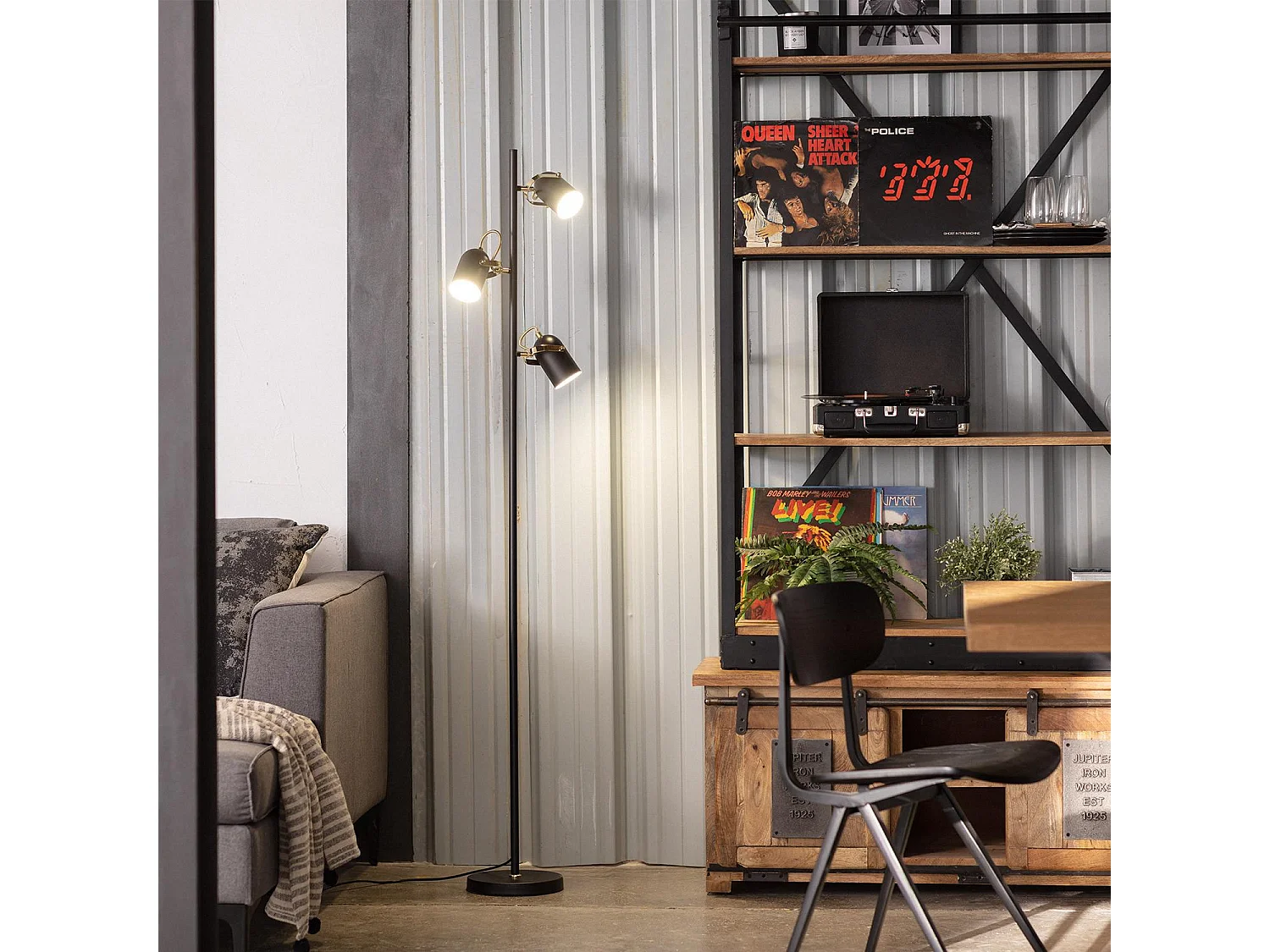 Lampadaire Cano 3 Spots  Noir