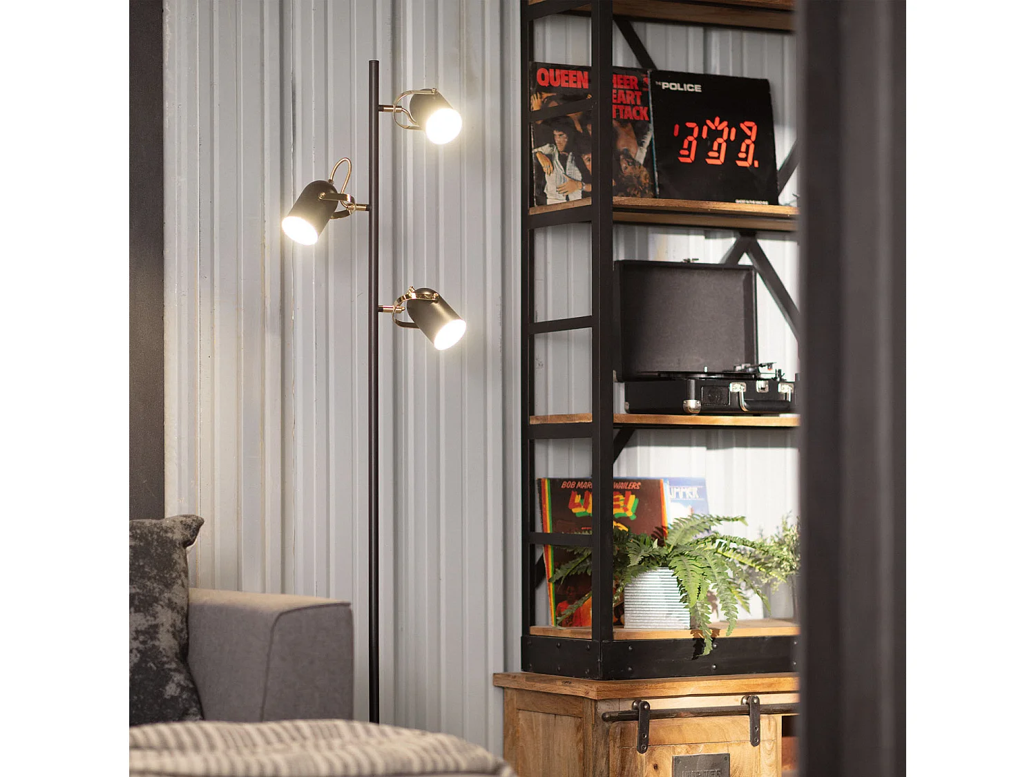 Lampadaire Cano 3 Spots  Noir