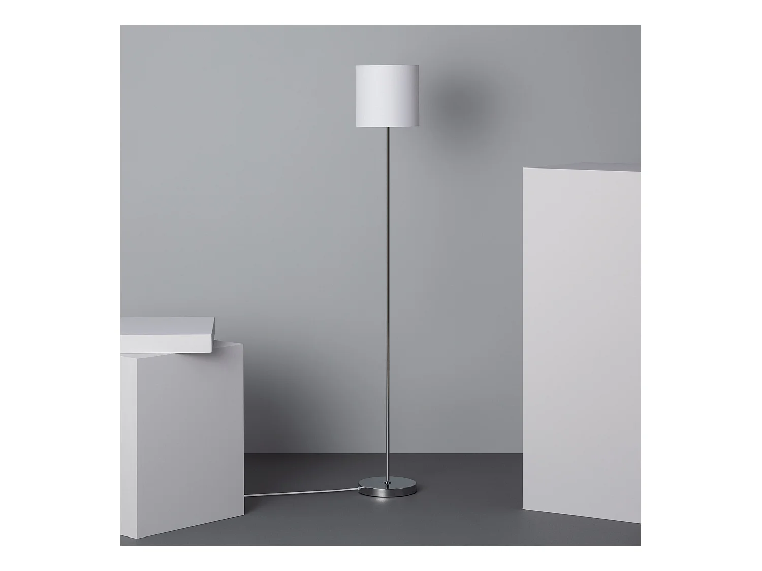 Lampada da Terra in Metallo Wi-Fi con Regolatore Pangiri Bianco