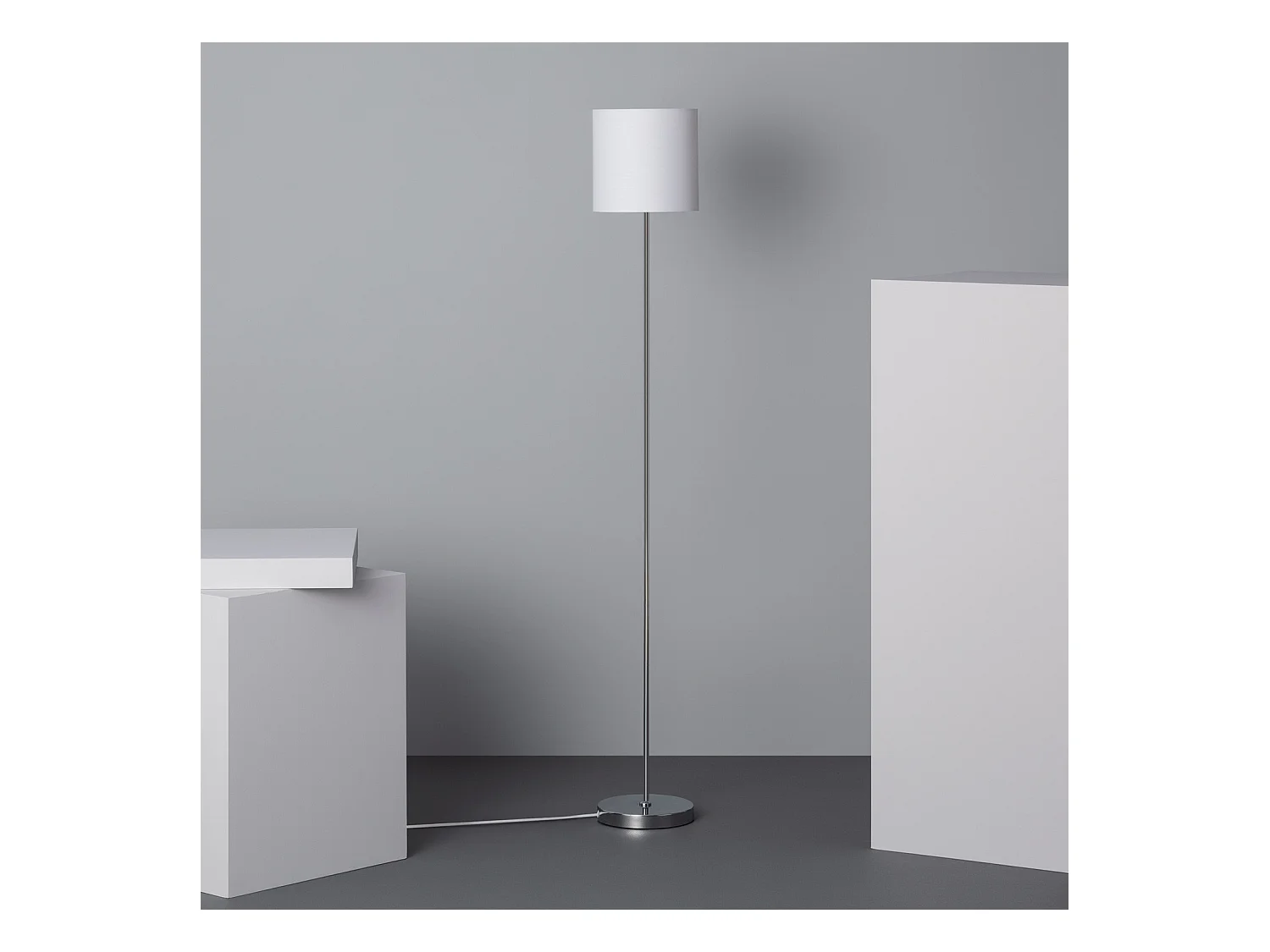 Lampada da Terra in Metallo Wi-Fi con Regolatore Pangiri Bianco