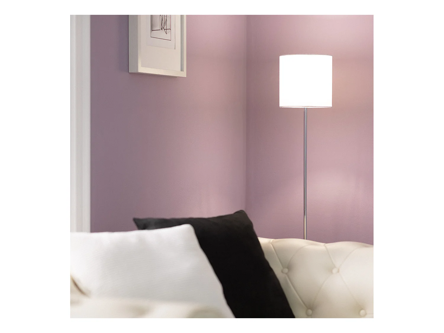 Lampada da Terra in Metallo Wi-Fi con Regolatore Pangiri Bianco