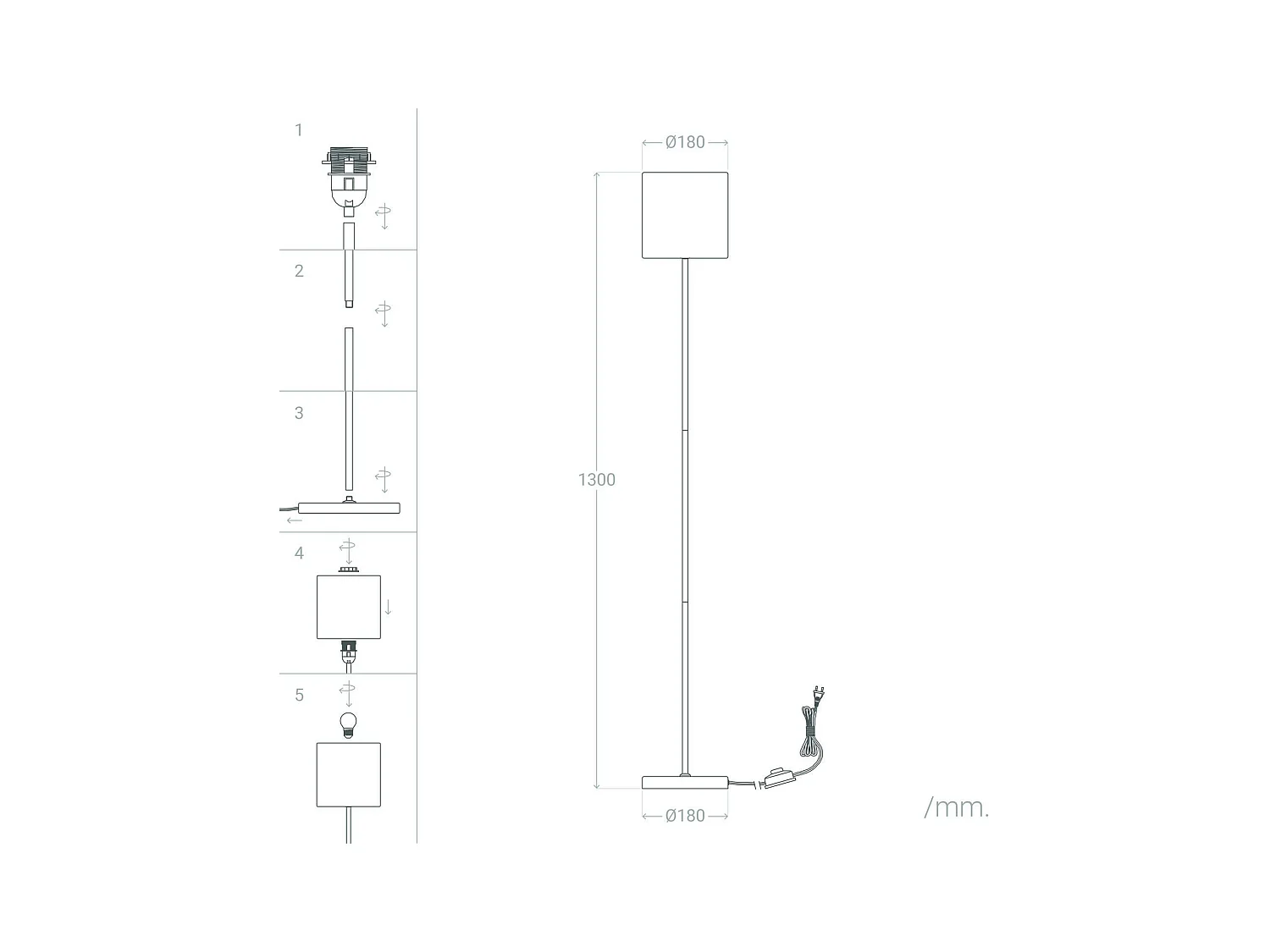 Lampada da Terra in Metallo Wi-Fi con Regolatore Pangiri Bianco