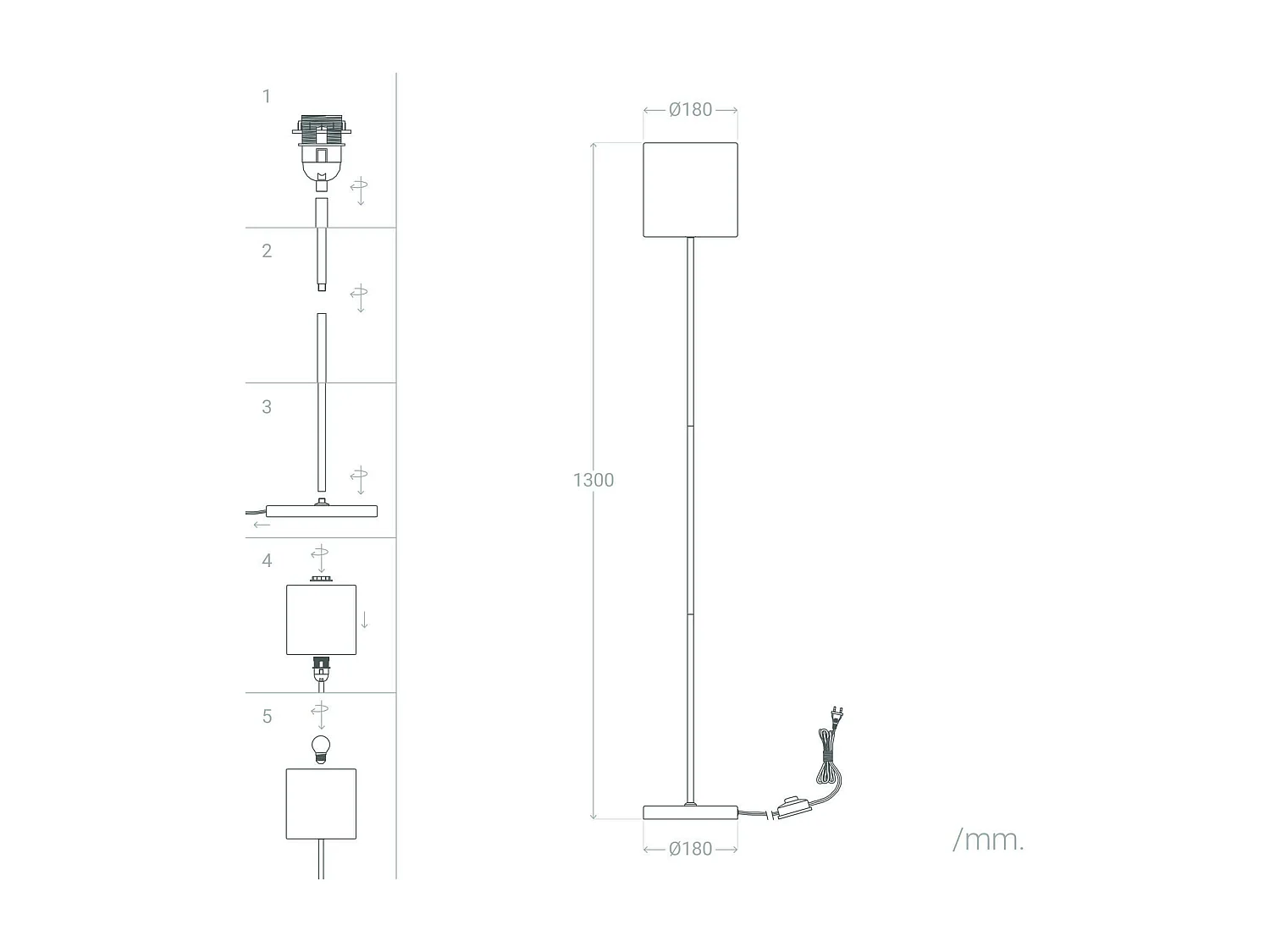 Lampadaire Métal Pangiri WiFi avec Variateur Blanc