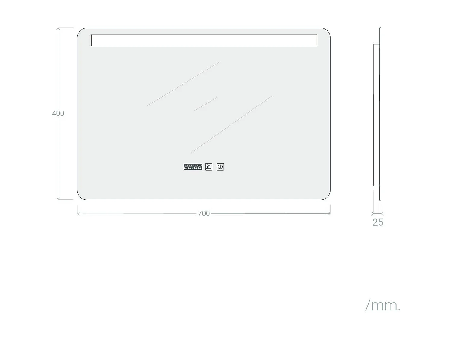 Specchio da Bagno con Luce LED e Antiappannamento 40x70 cm Benagil Selezionabile (Caldo-Naturale-Freddo)