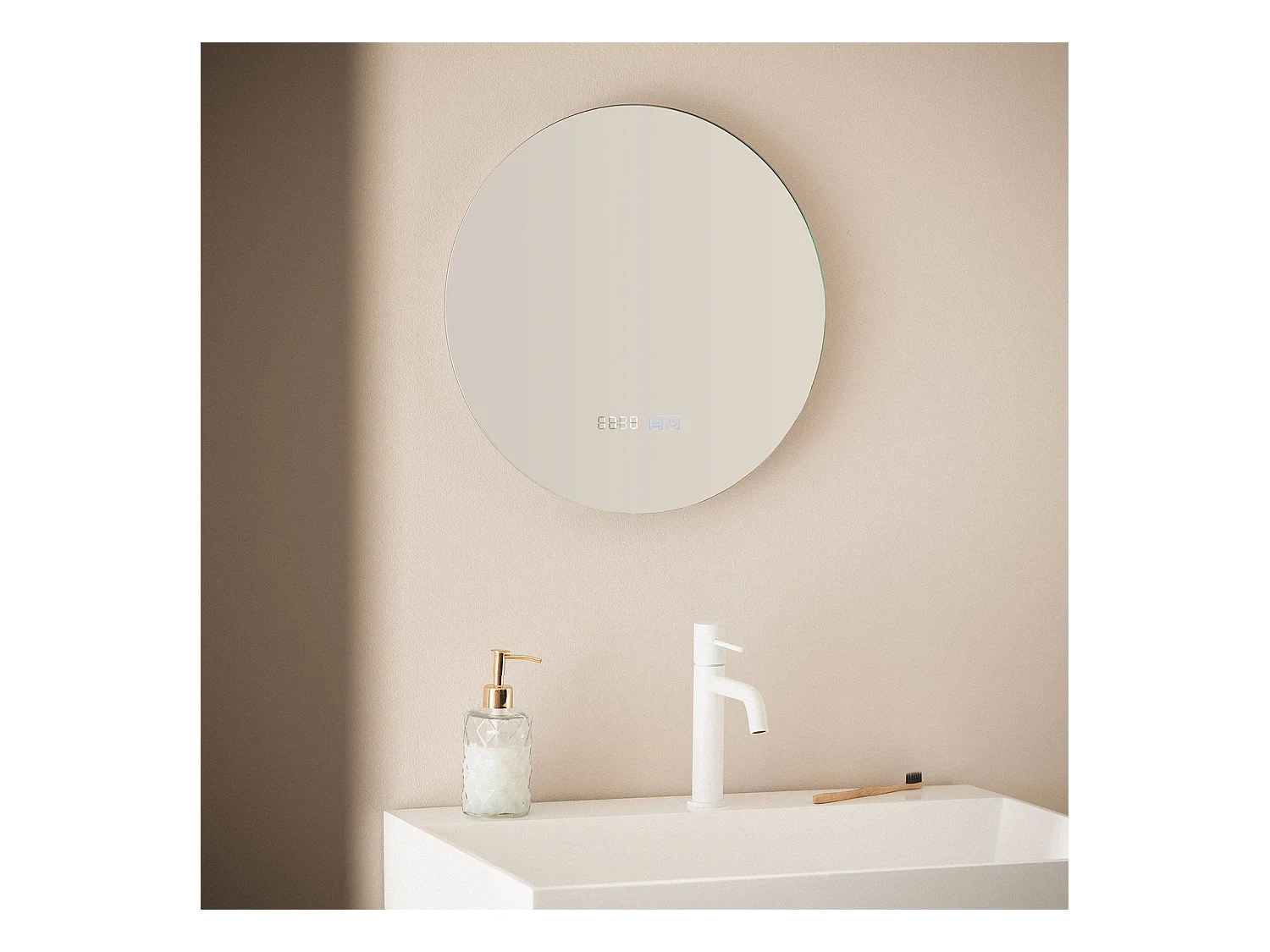 Specchio da Bagno con Luce LED e Antiappannamento Ø45 cm Volpe Selezionabile (Caldo-Naturale-Freddo)