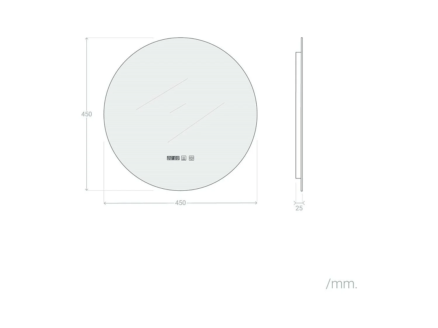 Specchio da Bagno con Luce LED e Antiappannamento Ø45 cm Volpe Selezionabile (Caldo-Naturale-Freddo)