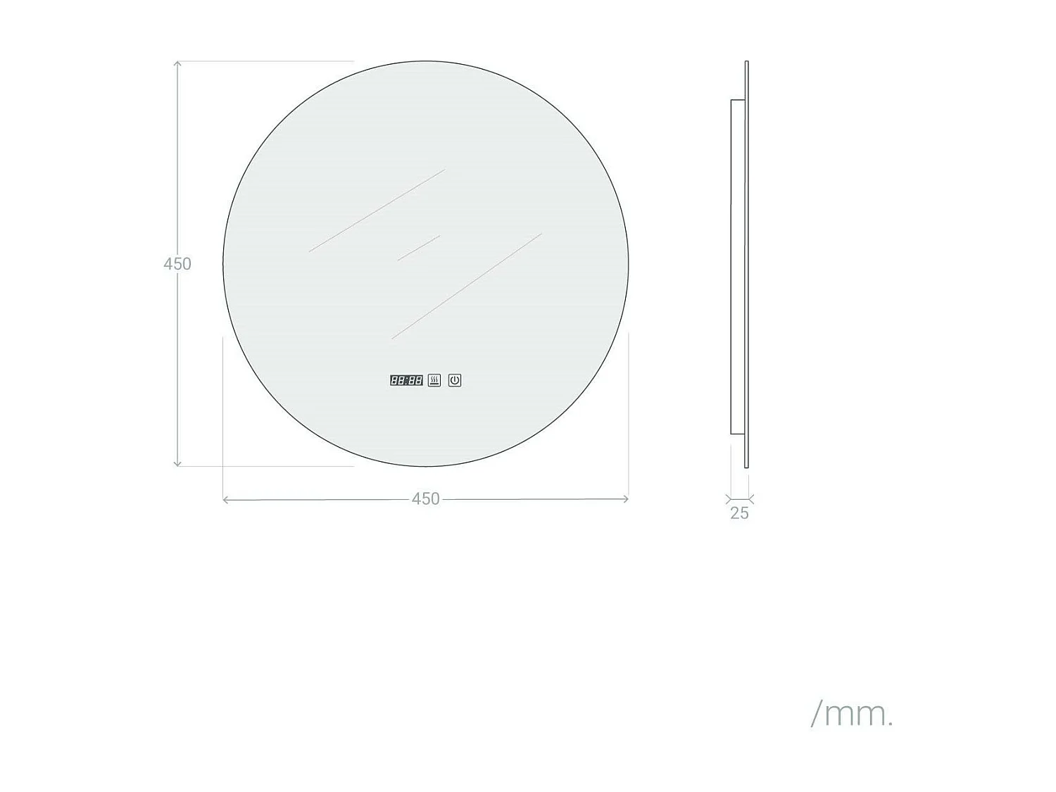 Specchio da Bagno con Luce LED e Antiappannamento Ø45 cm Volpe Selezionabile (Caldo-Naturale-Freddo)