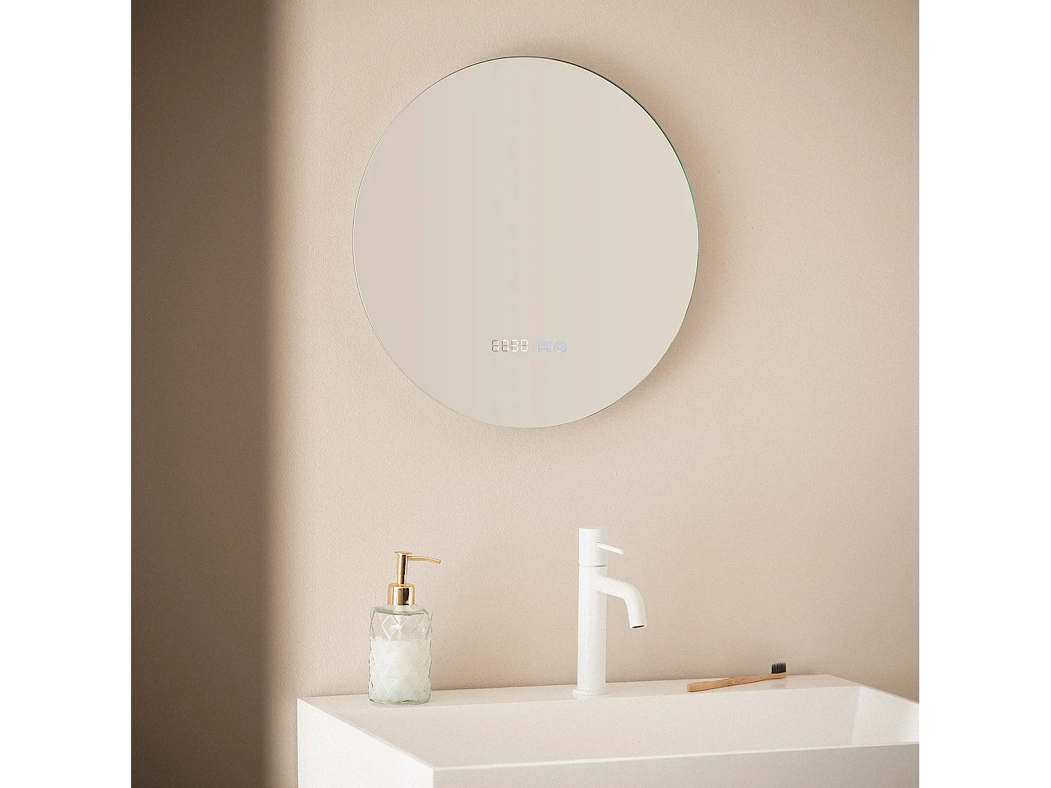 Miroir Salle de Bain avec Éclairage LED Anti-buée Volpe Ø45cm Sélectionnable (chaud-neutre-froid)