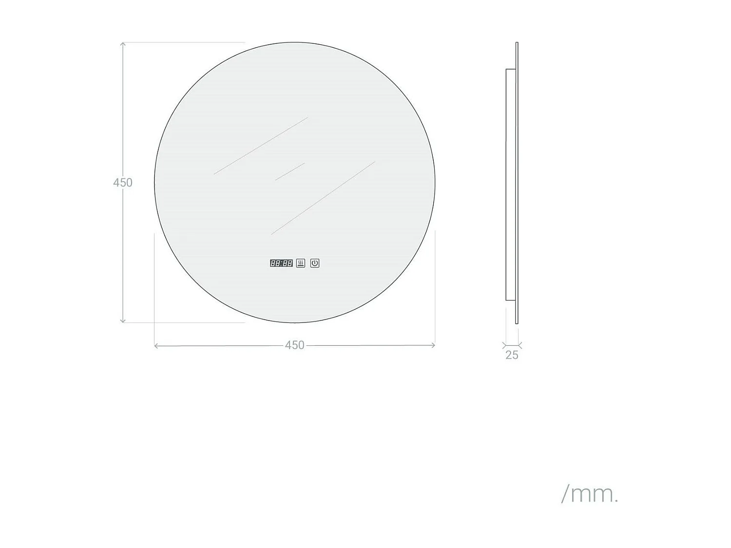 Miroir Salle de Bain avec Éclairage LED Anti-buée Volpe Ø45cm Sélectionnable (chaud-neutre-froid)