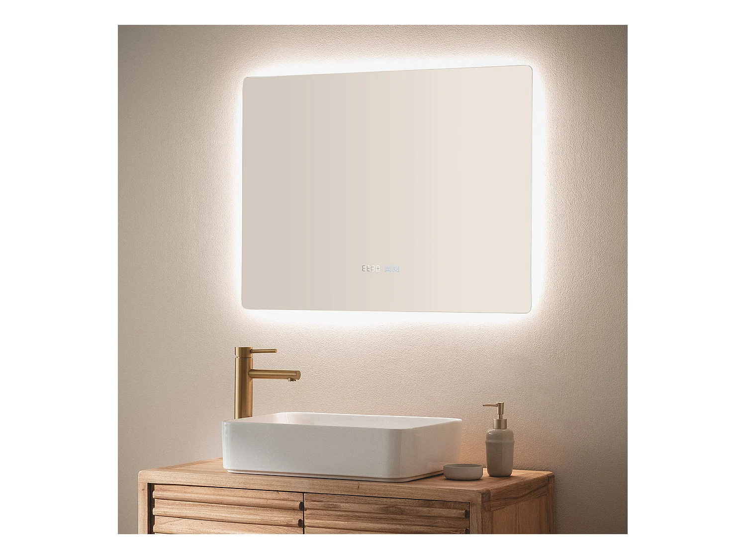 Espejo Baño con Luz LED y Antivaho 60x80 cm Sarakiniko Seleccionable (Cálido-Neutro-Frío)